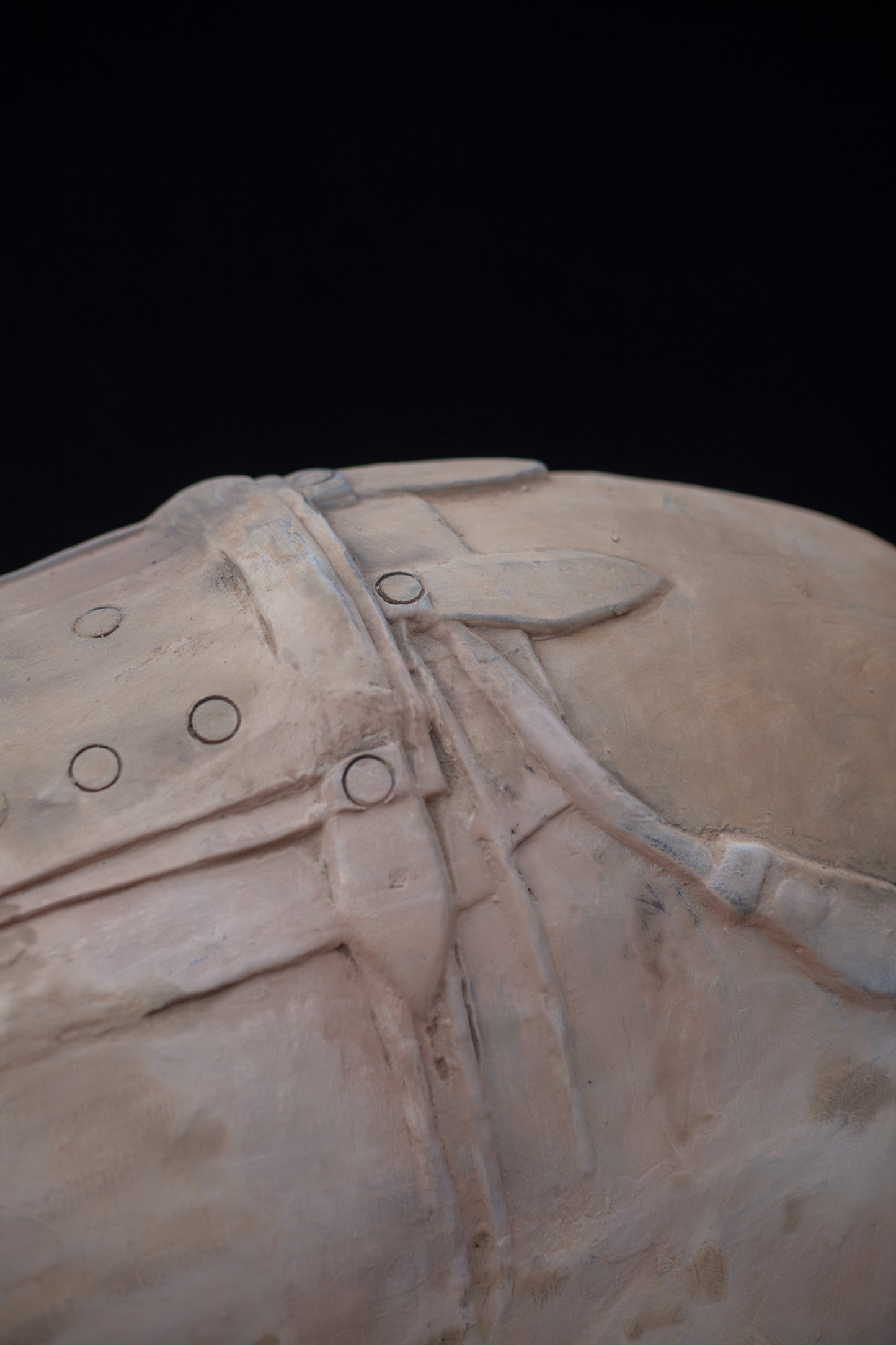 1.8M Horse - CLAYARMY -Top-down perspective highlighting the ornate patterns on the saddle and harness of our 1.8M Clayarmy Terracotta Horse.