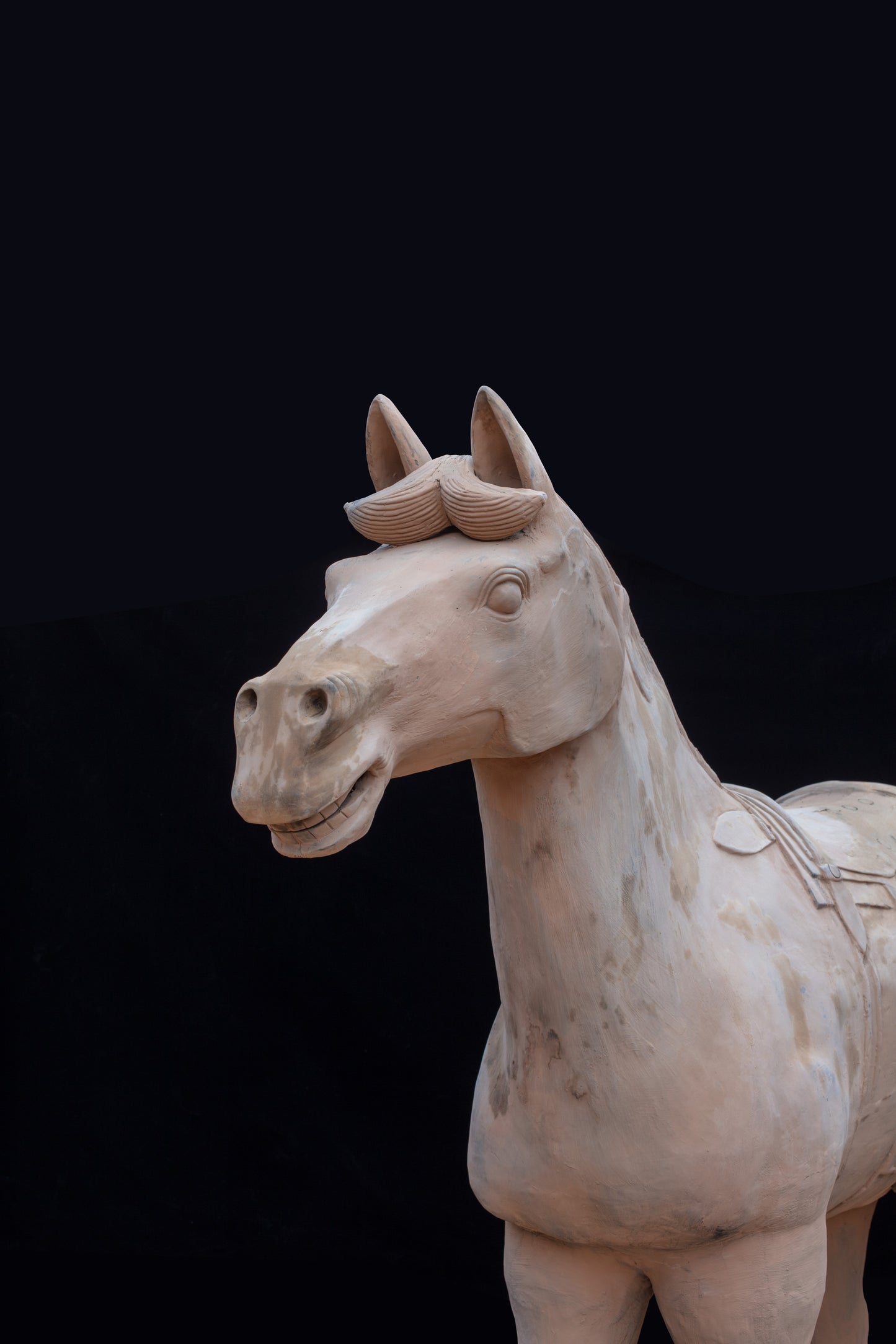 1.8M Horse - CLAYARMY -Side view capturing the lifelike proportions and intricate detailing of our 1.8M Clayarmy Terracotta Horse.