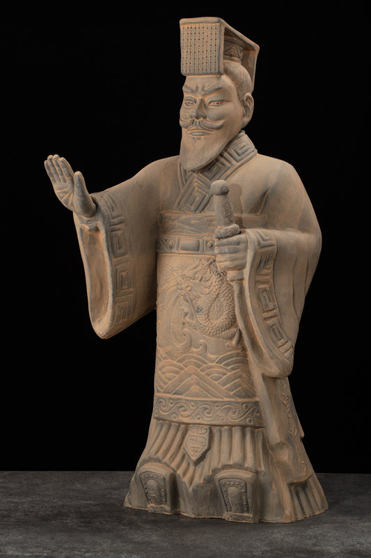 55CM Emperor - CLAYARMY -Unique perspective offering a different angle to appreciate the grandeur of the 55CM Emperor Qin Terracotta Warrior.