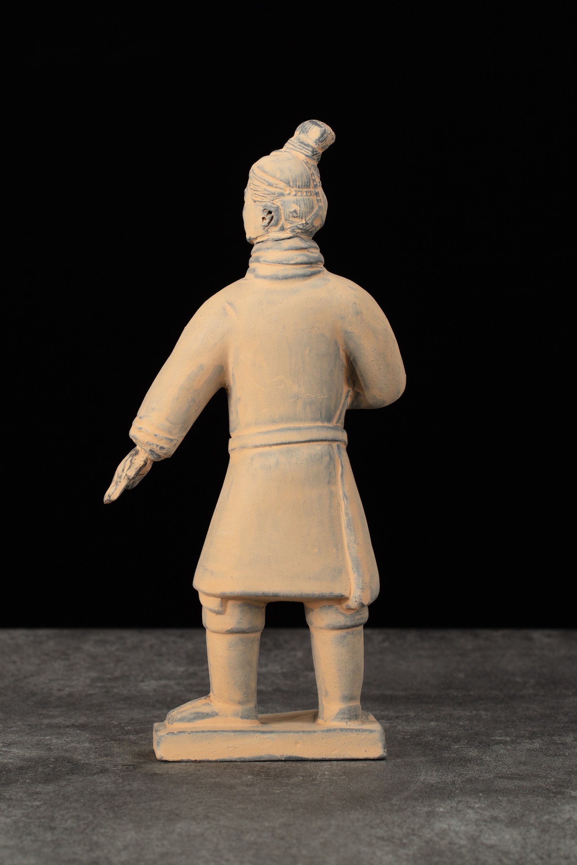 20CM Standing Archer - CLAYARMY-Captivating rear view of the 20CM Terracotta Army Standing Archer, highlighting the dynamic posture and intricately sculpted details.