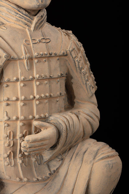 55CM Kneeling Archer - CLAYARMY-Top-down perspective showcasing the intricate details of the bow and arrow on the 55CM Kneeling Archer.
