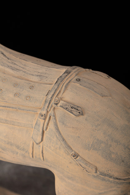 55CM Horse - CLAYARMY -Close-up of the saddle adornments, adding an extra layer of sophistication to our 55CM Clayarmy Terracotta Horse.