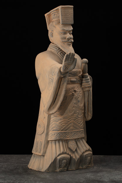 55CM Emperor - CLAYARMY -Unique angle showcasing the formidable presence of Clayarmy's 55CM Emperor Qin Terracotta Warrior.